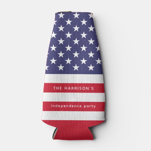 Patriottische Rood Wit Blauw USA Vlag Gepersonalis Flesjeskoeler (Voorkant)