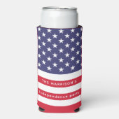 Patriottische Rood Wit Blauw USA Vlag Gepersonalis Seltzer Blikjeskoeler (Seltzer Voorkant)