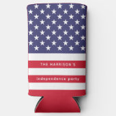 Patriottische Rood Wit Blauw USA Vlag Gepersonalis Seltzer Blikjeskoeler (Voorkant)