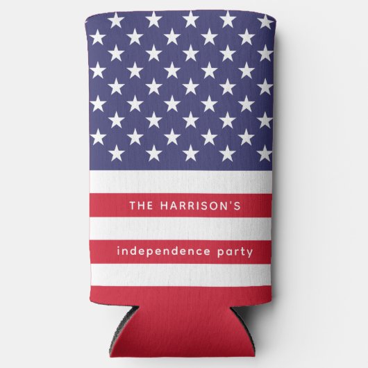 Patriottische Rood Wit Blauw USA Vlag Gepersonalis Seltzer Blikjeskoeler (Voorkant)
