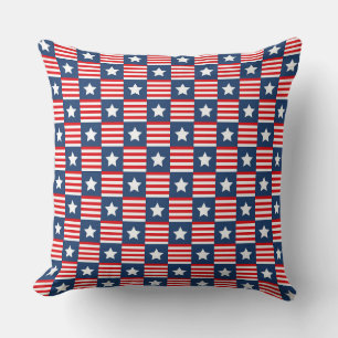 Patriottische Rood, Wit & Blauw USA Vlag Patroon Kussen