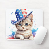 PATRIOTTISCHE ROOD WIT BLAUW WATERVERF KITTY CAT MUISMAT (Met muis)