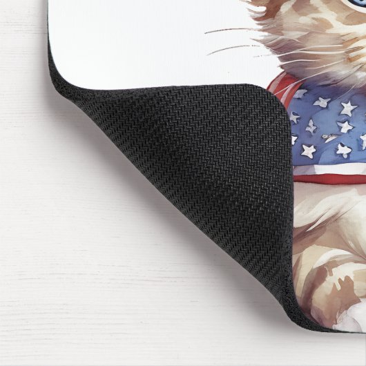 PATRIOTTISCHE ROOD WIT BLAUW WATERVERF KITTY CAT MUISMAT (Hoek)