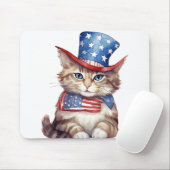 PATRIOTTISCHE ROOD WIT BLAUW WATERVERF KITTY CAT MUISMAT (Met muis)