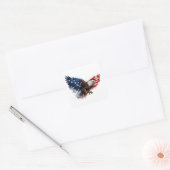 Patriottische Rood-Wit-Blauwe Adelaar Vierkante Sticker (Envelop)