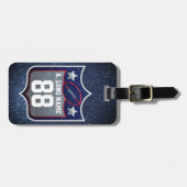 Patriottische rood-wit-blauwe glittervoetbalteam bagagelabel (Voorkant horizontaal)