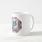 Patriottische Rood Wit & Blauwe Kat In Frame Koffiemok (Voorkant rechts)