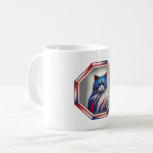 Patriottische Rood Wit & Blauwe Kat In Frame Koffiemok (Voorkant links)
