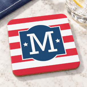 Patriottische Rood Wit Blauwe Monogram Aangepast Bier Onderzetter