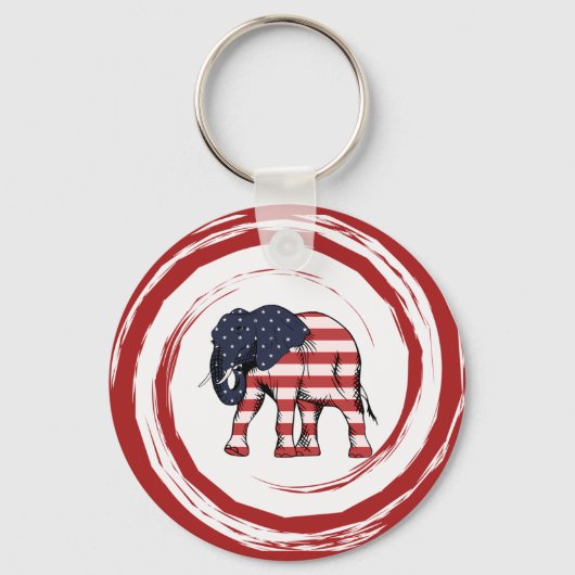 Patriottische Rood Wit Blauwe Olifant Sleutelhanger (Voorkant)