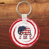 Patriottische Rood Wit Blauwe Olifant Sleutelhanger (Achterkant)