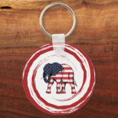 Patriottische Rood Wit Blauwe Olifant Sleutelhanger (Voorkant)