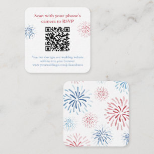 Patriottische Rood Wit Blauwe QR Code Huwelijksrea Informatiekaartje