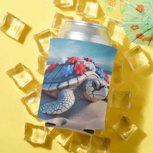 PATRIOTTISCHE ROOD WIT BLAUWE SCHILDPAD EN BLOEMEN BLIKJESKOELER (Insitu Zomer)