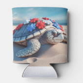 PATRIOTTISCHE ROOD WIT BLAUWE SCHILDPAD EN BLOEMEN BLIKJESKOELER (Achterkant)