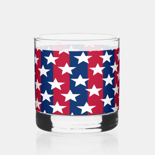 Patriottische Rood Wit Blauwe Sterren Drinkware Whisky Glas (Voorkant)