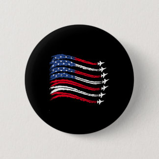Patriottische Rood Wit Blauwe Vlag Gevechtsvliegtu Ronde Button 5,7 Cm