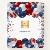 Patriottische rood wit blauwe vlag usa bedrijfslog notitieboek (Achterkant)