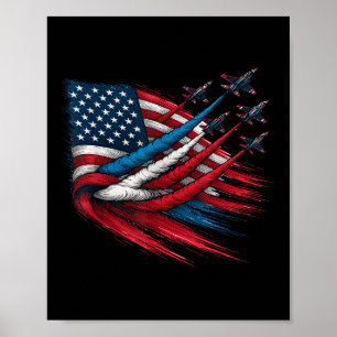 Patriottische Rood Wit Blauwe Vlag Van De Vs Gevec Poster
