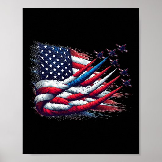 Patriottische Rood Wit Blauwe Vlag Van De Vs Gevec Poster (Voorkant)