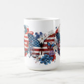 PATRIOTTISCHE ROOD WIT BLAUWE VLINDERS BLOEMEN KOFFIEMOK (Center)