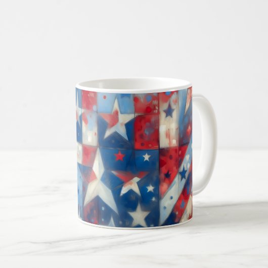 Patriottische rood wit en blauw Abstract Amerikaan Koffiemok (Voorkant rechts)