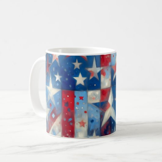 Patriottische rood wit en blauw Abstract Amerikaan Koffiemok (Voorkant links)