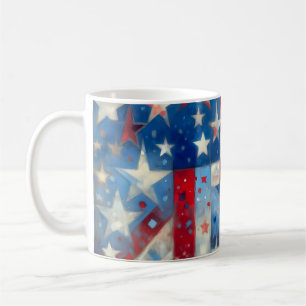 Patriottische rood wit en blauw Abstract Amerikaan Koffiemok