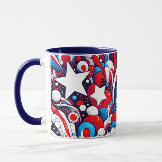 Patriottische rood wit en blauw Abstract Amerikaan Mok (Links)