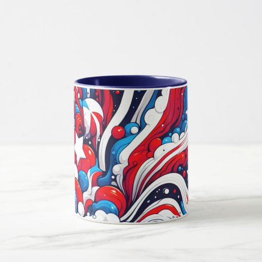 Patriottische rood wit en blauw Abstract Amerikaan Mok (Midden)
