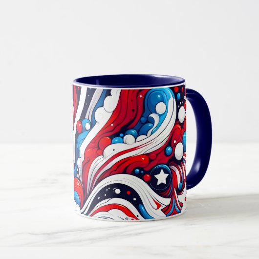 Patriottische rood wit en blauw Abstract Amerikaan Mok (Voorkant rechts)