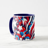 Patriottische rood wit en blauw Abstract Amerikaan Mok (Voorkant links)
