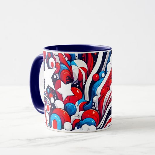 Patriottische rood wit en blauw Abstract Amerikaan Mok (Voorkant links)