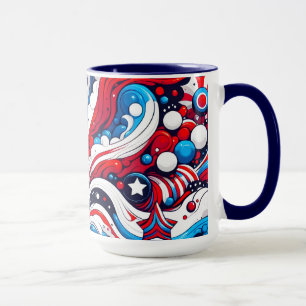 Patriottische rood wit en blauw Abstract Amerikaan Mok