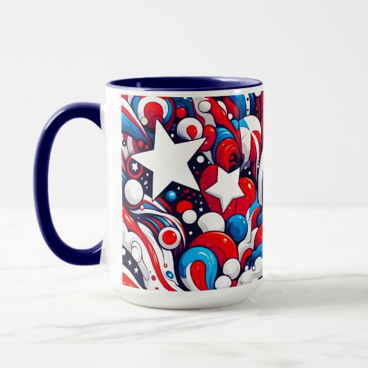 Patriottische rood wit en blauw Abstract Amerikaan Mok (Links)