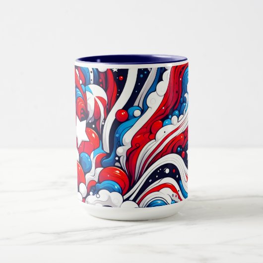 Patriottische rood wit en blauw Abstract Amerikaan Mok (Midden)