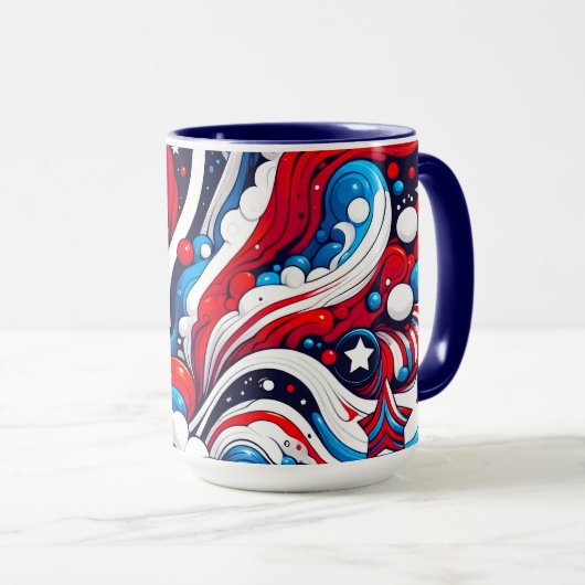 Patriottische rood wit en blauw Abstract Amerikaan Mok (Voorkant rechts)