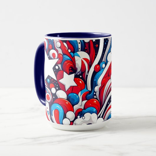 Patriottische rood wit en blauw Abstract Amerikaan Mok (Voorkant links)
