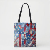 Patriottische rood wit en blauw Abstract Amerikaan Tote Bag (Voorkant)