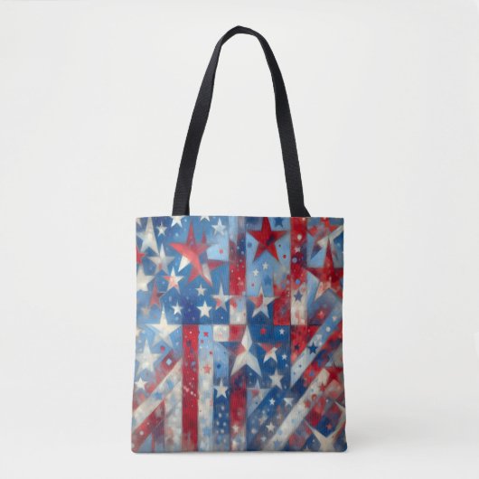 Patriottische rood wit en blauw Abstract Amerikaan Tote Bag (Voorkant)