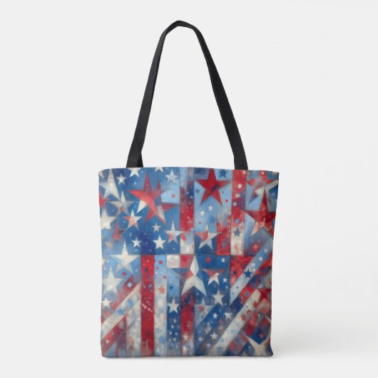 Patriottische rood wit en blauw Abstract Amerikaan Tote Bag (Achterkant)