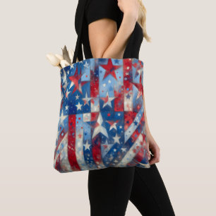 Patriottische rood wit en blauw Abstract Amerikaan Tote Bag