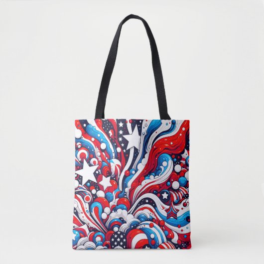 Patriottische rood wit en blauw Abstract Amerikaan Tote Bag (Voorkant)