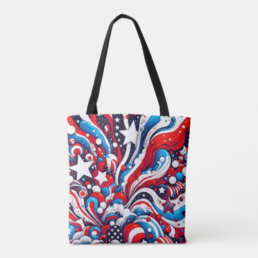 Patriottische rood wit en blauw Abstract Amerikaan Tote Bag (Achterkant)