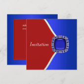 Patriottische Rood Wit en Blauw Feest Kaart (Voorkant / Achterkant)