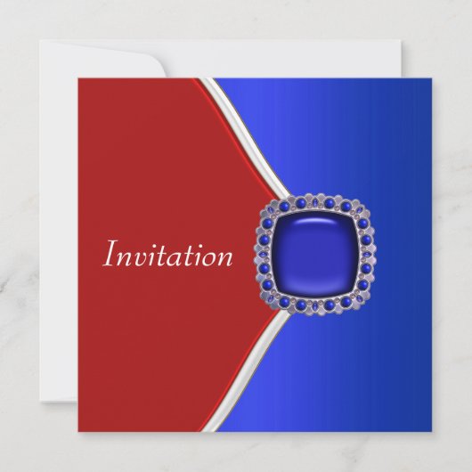 Patriottische Rood Wit en Blauw Feest Kaart (Voorkant)