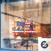 Patriottische Rood Wit en Blauw Happy Labor Day Raamsticker (Cafe Raam)