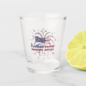Patriottische Rood Wit en Blauw Happy Labor Day Shot Glas (Voorkant)