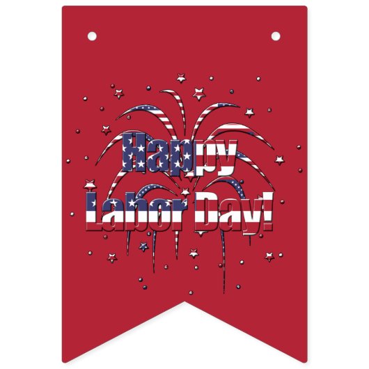 Patriottische Rood Wit en Blauw Happy Labor Day Vlaggetjes (Eerste vlag)