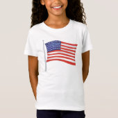 Patriottische Rood Wit en Blauw Trendy Meisjes T-shirt (Voorkant)